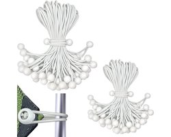 30 stuks zeilspanners, tentspanners, panrubbers met bol, spanrubbers, voor banners, dekzeilen, tenten, bouwhekzeil enz waterdichte lussen wit 15 cm + 20 cm