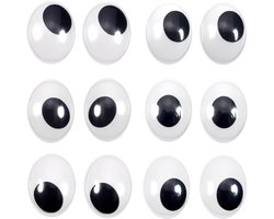 30 stuks Zelfklevende Wiebelogen Ovaal Zwart Wit 40 x 30 mm - Kunststof Knutselen Ogen - DIY Scrapbooking Ambachten - Speelgoed Accessoires