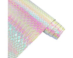 30 x 135 cm holografische krokodillenhuid vinyl, iriserende witte alligator kunstleer, reliëf metalen ambachtelijke stof voor doe-het-zelf naaiproject