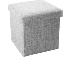 30 x 30 x 30 cm kruk stoffen bewaardoos met linnen look en in elkaar te vouwen kist met deksel