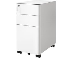 30 x 46 x 59,2 cm Wit Opbergkast Archiefkast Ladekast Kantoorkast Bureaumeubel Met 3 Lades Slot Wielen Mobiele Documentenkast Dossierkast Opbergmeubel Metalen Kast Voor Kantoor Studiekamer