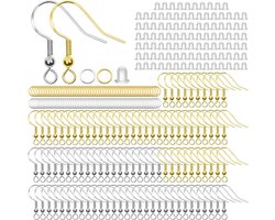 300 Stuks Hypoallergene Oorhaken met Oordopjes voor Doe-Het-Zelf Oorbellen - Verzilverd en Gouden Onderdelen