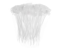 300 stuks nylon kabellabel ritsbinders marker 3 mm x 150 mm zelfsluitende plastic banden koordlabels met etiketten stickers voor draadorganisatie markering, wit