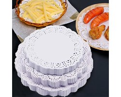 300 Stuks Wit Kant Papier Doilies - Tafeldecoratie voor Bruiloft - Verschillende Maten - Formele Event Decoratie