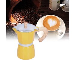300ML Aluminium Espresso Kookplaat Koffiezetapparaat Klassieke Kookplaat Espresso Maker Klassieke Italiaanse Stijl 6 Espressokopje Moka Pot voor Gasfornuis(Geel)
