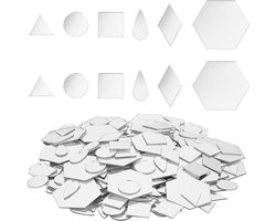 300pcs 6 shapes zilveren spiegels voor knutselen - zelfklevende spiegeltegels - acryl knutselspiegelstickers - kleine spiegelcirkels voor het frameren van kunst en ambacht