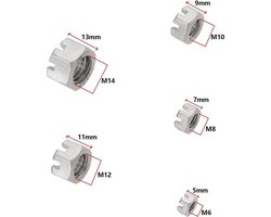 304 Rvs Lock Open Zeshoekige Moeren M6 M8 M10 M12 M14 - Voor Mechanische Industrie en Huishoudelijke Meubels .