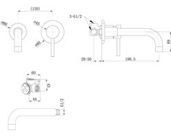 304 wastafelkraan met coldstart inbouw compleet geborsteld RVS