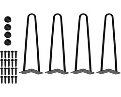 30cm haarspelden - 4 doe-het-zelf metalen poten - 2 stalen staven - bureau eettafel - nachtkastje salontafel met rubberen beschermers en schroeven