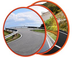 30cm Verkeersbol spiegel rond verstelbaar hoek, PC veiligheidsspiegel voor kruispunt oprit parkeerplaats straatblindhoek voorkomen buiten gebruik