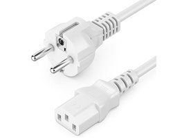 3,0m Voedingskabel Stroomkabel Type F naar IEC-Koppeling C13 voor PC Monitor Printer Projector - Wit