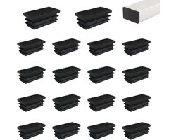 30mm x 15mm Lamellenpluggen Zwart - Voor Vierkante en Rechthoekige Buisstoelen - 30 stuks