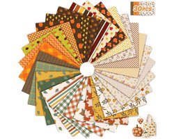30pcs 25x25cm Katoenen Stof Bundel Vierkanten - Patchwork - Bloemige Stof - Quilten - Assortiment Patroon - Doe-Het-Zelf - Scrapbook Creaties (Herfst)