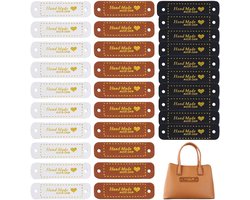 30pcs Handmade Leather Labels voor Sewing - met Gaten voor Kleding - Crafts - Breien - PU Leather Labels - Haak Kleding - Jeans - Tassen
