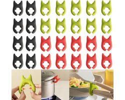 30Pcs Silicone Lid Holder for Cooking - Leaf Silicone Spoon Holders for Pots - Pot Side Clamp Soft Silicone Spoon Support for Placing Spoons and Spatulas After Cooking