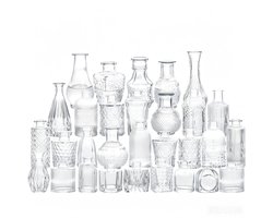 30st vintage glazen vaasjes,diverse modellen met reliëfpatroon,transparante mini bloemenvazen,ideaal voor verse en droogbloemen,tafeldecoratie bruiloft en feest,decoratie voor woonkamer,eetkamer en kantoor Vaas,perfect als cadeau voor huis en tuin