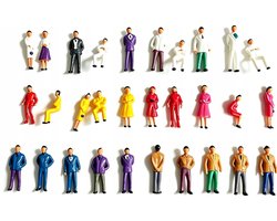 30x Miniatuur Mensen Figuren, 3.5cm, 1:50 Schaal, Handgeschilderd