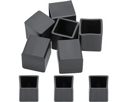 30x Vierkante Zwarte Stoeldoppen met Rubberen Bodem voor IKEA Meubels en Stoelpoten - 19x19 mm