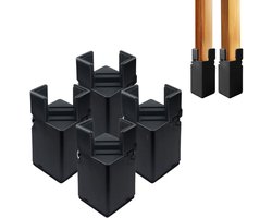 3,1 inch bedverhogers met verstelbare schroefklem - Hoogwaardig plastic - 4 stuks meubelverhogers voor bed, bureau, bank, tafel, geschikt voor meubeldikte 0,39-1,96", ondersteunt 5000 pond, zwart