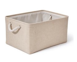 31*21*13 cm – Opbergmand van stof – Grijze opbergbox met touwhengsel – Rechthoekige opbergmand – Opbergbak voor kast, plank en bureau – Organizer voor kleding, speelgoed en accessoires – Vouwbare stoffen mand – Interieur opbergaccessoire