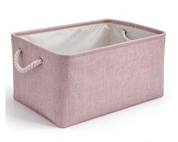 31*21*13 cm – Opbergmand van stof – Grijze opbergbox met touwhengsel – Rechthoekige opbergmand – Opbergbak voor kast, plank en bureau – Organizer voor kleding, speelgoed en accessoires – Vouwbare stoffen mand – Interieur opbergaccessoire