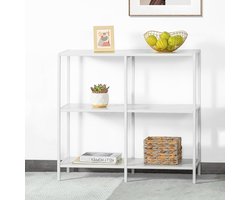 31.5 Inch Metal Console Table met 3 Levels Storage Shelves - Sofa Table - Smalle Console Tafel - Moderne Stijl - Geschikt voor Entree - Woonkamer - Slaapkamer - Wit