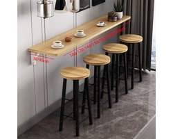 3,160 * 30 * 2.5cm,Aan De Muur Gemonteerde Bartafel Opvouwbare Keuken Wandhanger Voor Lange En Smalle Tafel Met 4 Krukken Voor Melk Thee Winkel Eettafel