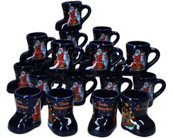 3160050 - Set van 20 glühweinschoentjes in donkerblauw met kerstdecoratie 0.2L gekalibreerd