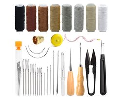 32-delige meubelreparatie- en naaiset, een robuuste naaigereedschapset voor doe-het-zelf leerbewerking, geschikt voor schoenen, banken, tenten, tapijten en andere doe-het-zelfprojecten.