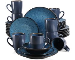 32-delige Serviesset – Keramisch Servies – Dinerborden, Dessertborden, Schalen & Koffiekopjes – Complete Tafelservies Set - Serviesset 8 Persoons - 32 stuks - Blauw