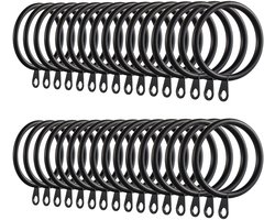 32 stuks Gordijnringen - Metalen gordijnringen - Stevige metalen gordijnringen - Gordijnaccessoires - Geschikt voor douchegordijnen, raamgordijnen, gordijnroedes - Binnendiameter 38 mm, Zwart