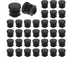 32 stuks - Meubelmatten - 19 mm - meubelpoten - meubelpootkussens - ronde kunststof pluggen - eindkappen voor buisleidingen - meubelglijders - voor tafels en stoelen - zwarte stoelpootbeschermers - voor hardhouten vloertegels - zwart