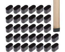 32 stuks - Ovale stoelpootbeschermers - ovale stoelpoot beschermers - stoelpoot beschermers - stoelpoot sokken - stoelpootbeschermer - stoelpootbeschermers rechthoekig - 20x40 mm - Geschikt voor stoelen tafels bureaus en archiefkasten