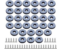 32 Stuks Teflon Meubelwielen - 22mm Diameter - Inclusief Roestvrijstalen Schroeven En Stoelpootbeschermers - Vloerbeschermend - Geluidloos Schuiven - Voor Stoelen En Diverse Meubels