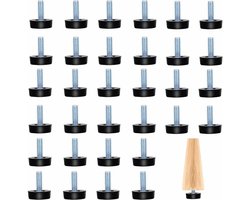 32 verstelbare meubelpoten, geschikt voor schroefdraad, meubelnivelleerpoten, M8 schroefdraad, geschikt voor meubels, stoelen, tafels, zwart, M8 25mm