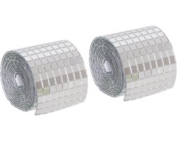3200 stuks Discobal-spiegeltegels – 5x5 mm Zelfklevende vierkante spiegelmozaïektegels (Zilver) – Vierkante glasstickers voor decoratieve DIY-kunstprojecten en handwerkdecoratie – 2 rollen