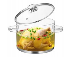 3.2L Glazen Kookpan - Voor Alle Kookzones (Incl. inductie), Ovenbestendig, Transparant - Geschikt voor Soep, Sauzen & Babyvoeding