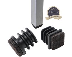 32x Viltglijders Zwart voor Vierkante Buisstoelen 18x18 mm - Beschermdoppen Parket Vloer