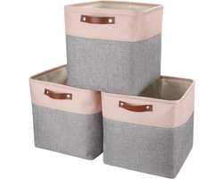 33 x 38 x 33 cm opbergdozen, set van 3 stoffen opbergmanden voor Kallax planken, kasten, kasten