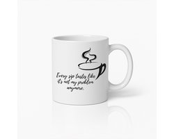 330ml Gevatte Koffiemok – 'Elke Slok Proeft Alsof Het Niet Mijn Probleem Is' Ontwerp, Perfect Cadeau voor Koffieliefhebbers