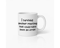330ml Grappige Werk Humor Mok – "Ik Heb Weer Een Vergadering Overleefd Die Ook Een E-mail Had Kunnen Zijn" Keramische Koffiebeker