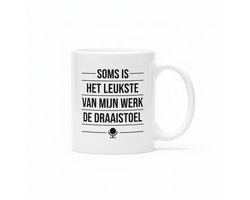 330ml Grappige Werk Mok – “Soms Is Het Leukste van Mijn Werk de Draai­stoel” – Leuke Kantoormok voor Collega’s & Bureauhumor