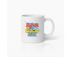 330ml Have a Good Day Kleurrijke Koffiebeker – Positieve Vibes Cadeau met Retro Smile Ontwerp