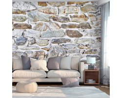 343cm X 245cm - Zelfklevend fotobehang - Oude stenen muur, aanrader, 8 maten, premium print