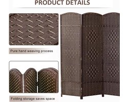 3/4/5 Panel Rotan Room Divider FoldingFreestanding Partitie Muur Indoor Space Separator Gemakkelijk te verplaatsen Bruin Kleur 120x40cm - 3STKS voor Home Decor
