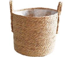 35 cm Diameter Zeegras Plantenbak - Handgeweven Plantenpot met Lekbestendige Voering voor Binnentuin en Balkon