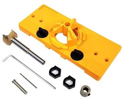 35 mm - Set verzonken scharnierboren | Hinge Hole Jig - Draai-gids voor houten deuren en kasten | DIY-houtbewerkingsgereedschap - Geel
