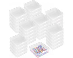 35 Pieces Small Sorting Boxes with Lids, 7 x 7 x 1.8 cm, Transparent Plastic Storage Boxes, Mini Containers for Small Parts, Jewellery and Craft Mater