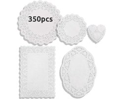 350 stuks papieren doilies - decoratief servies voor taart, dessert, bruiloft en craftprojecten