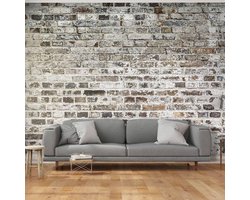 350cm X 245cm - Fotobehang - Oude muur, grijs/beige, 5 maten, premium print vliesbehang, geen behangtafel nodig, voor woon en slaapkamer, inclusief instructies